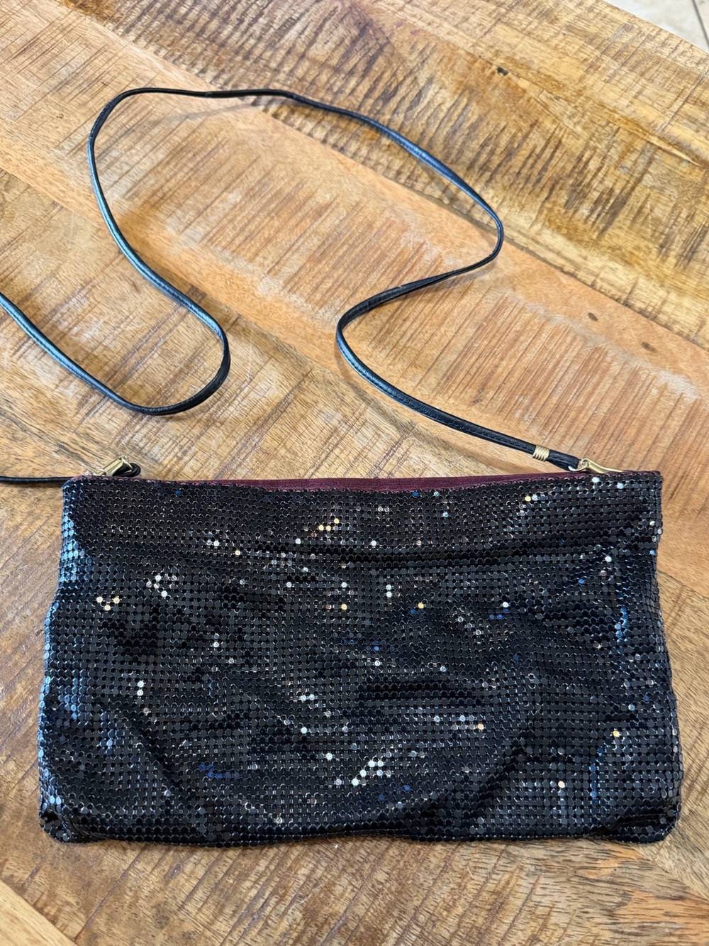 Whiting & Davis Black Metal Mesh Evening Bag Shoulder Purse 9.5” × 5.5” USA Made